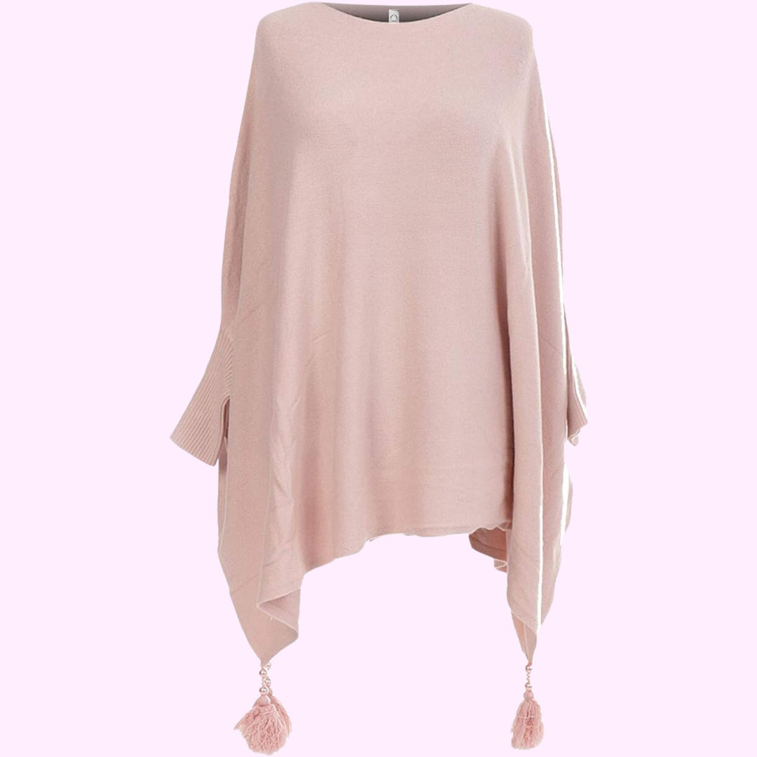 Italian Boxy Batwing Tassels Poncho