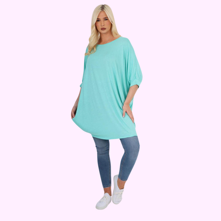 Italian Oversized Plain Batwing Sleeve Top