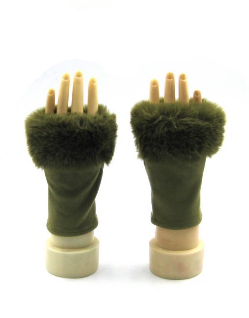 Plain Fingerless Fur Gloves