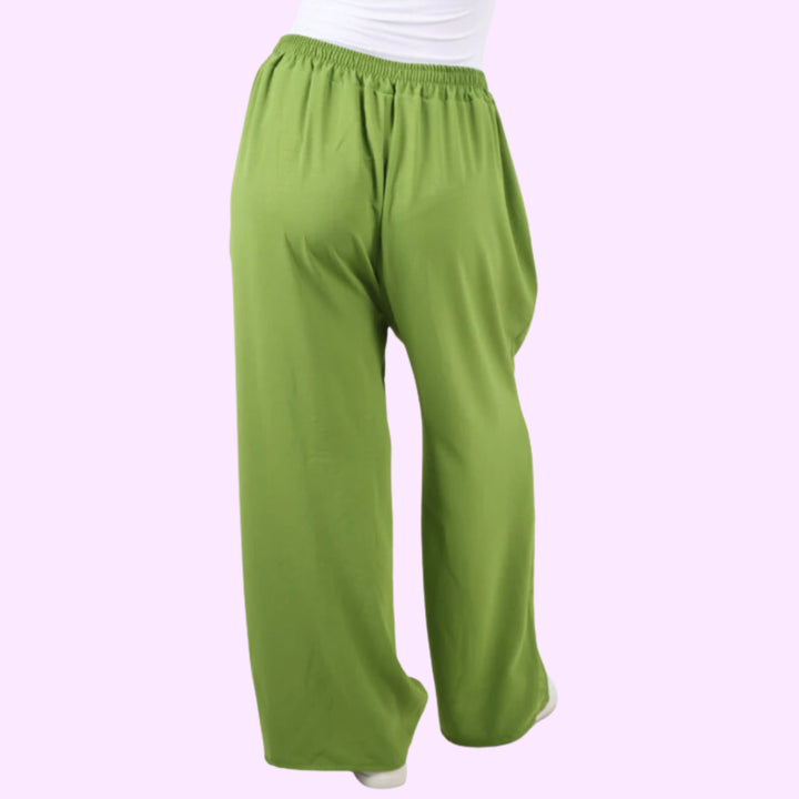 Italian Plain Elasticated Waist Side Pockets Cotton Trousers