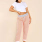 Italian Thin Stripes Print Drawstring Cotton Joggers