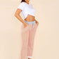 Italian Thin Stripes Print Drawstring Cotton Joggers