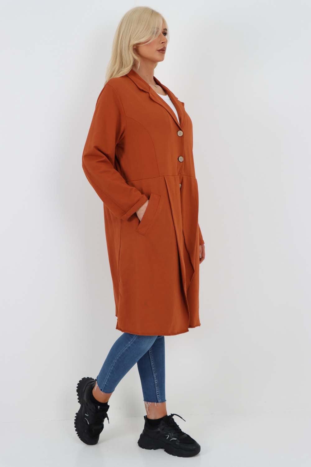 Italian Front Button Fastening Longline Cotton Cardigan