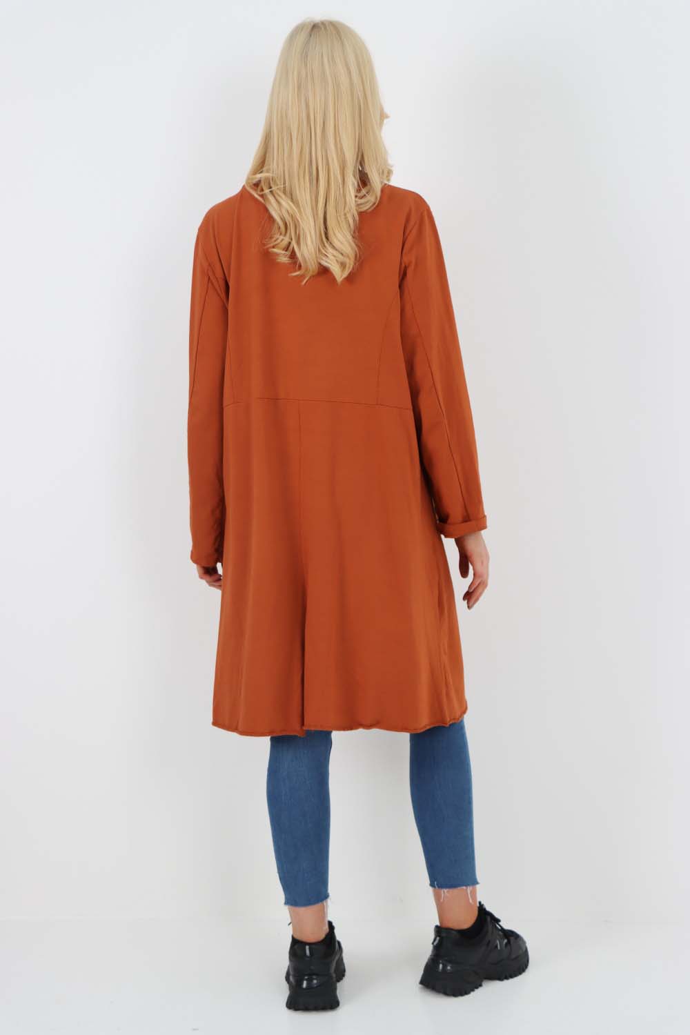 Italian Front Button Fastening Longline Cotton Cardigan
