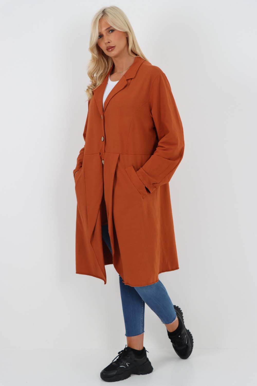 Italian Front Button Fastening Longline Cotton Cardigan