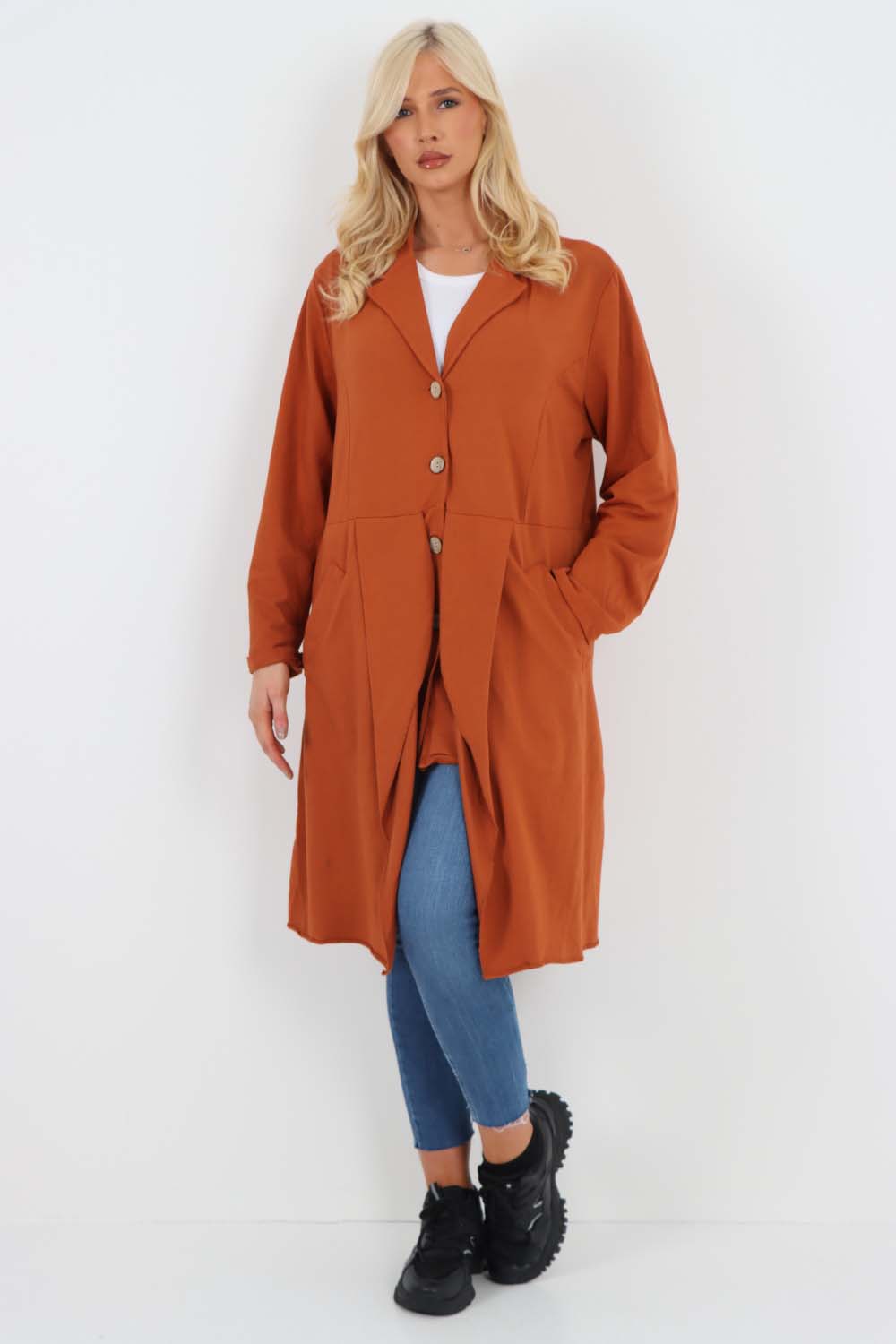 Italian Front Button Fastening Longline Cotton Cardigan