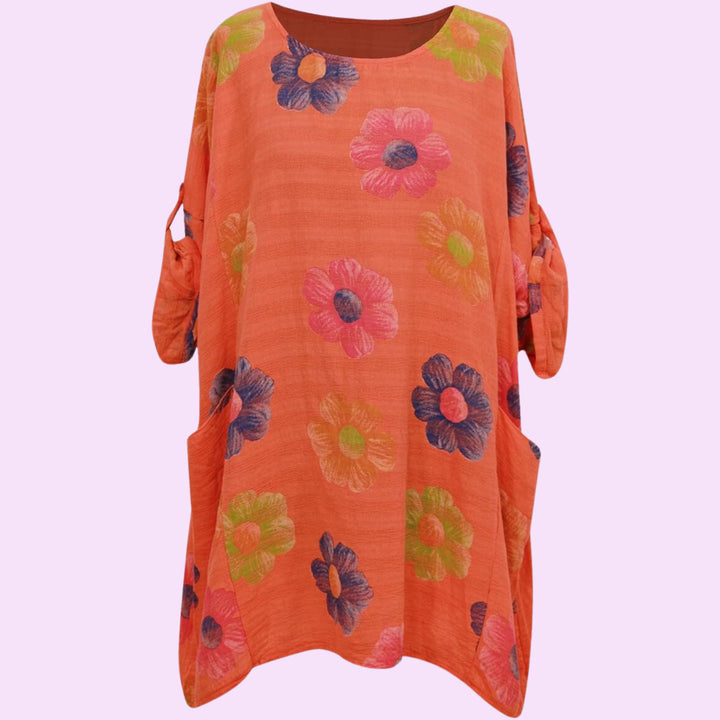 Italian Floral Print Cotton Summer Top