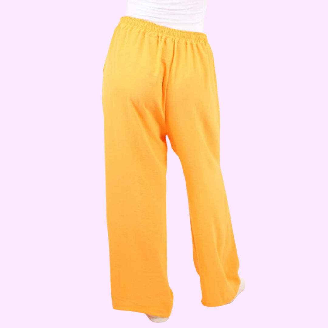 Italian Plain Elasticated Waist Side Pockets Cotton Trousers