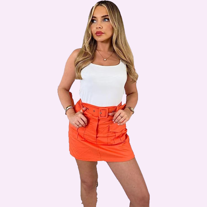 High Waisted Cargo Skort