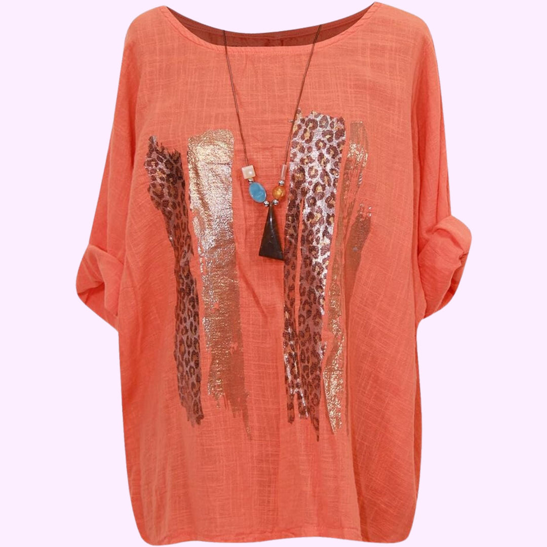 Italian Animal Foil Print Tunic Top