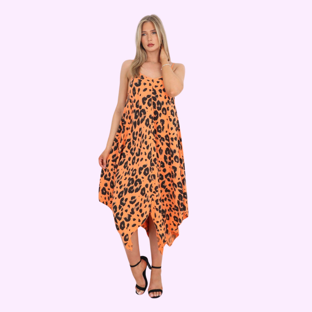 Italian Leopard Print Handkerchief Dress