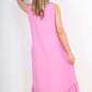 Italian Lace Neckline Dipped Hem Dress