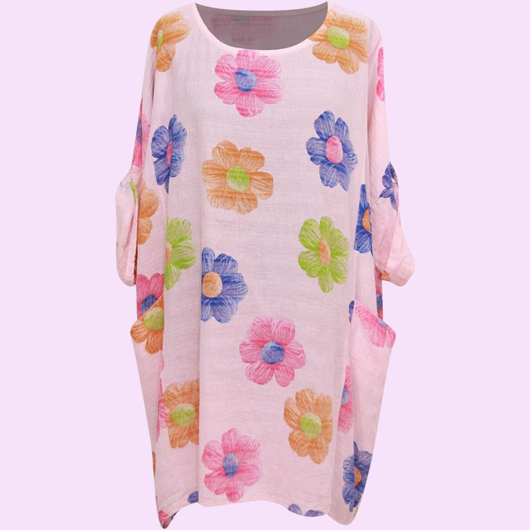 Italian Floral Print Cotton Summer Top