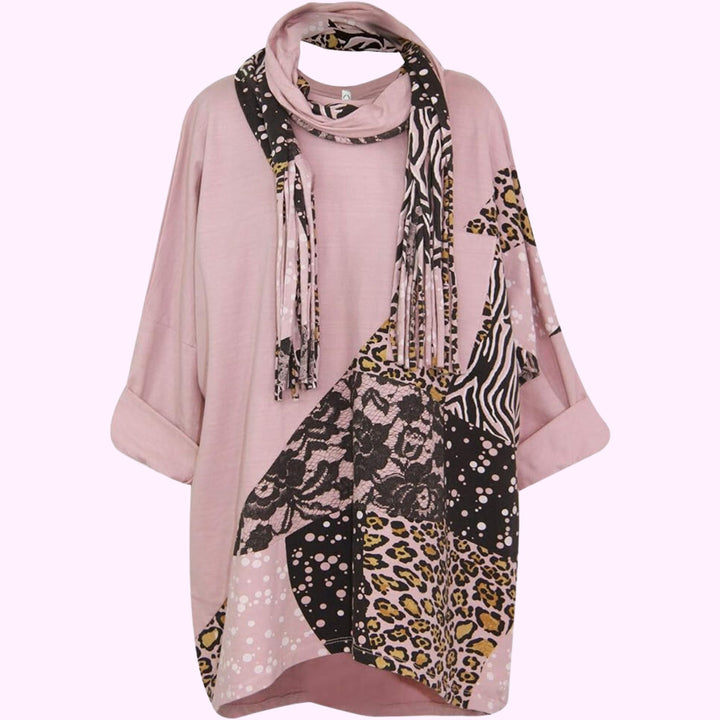 Italian Leopard Printed Scarf Top