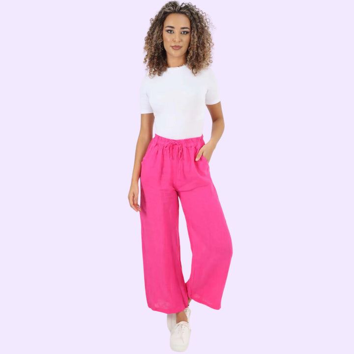 Italian Plain Linen Palazzo Trouser