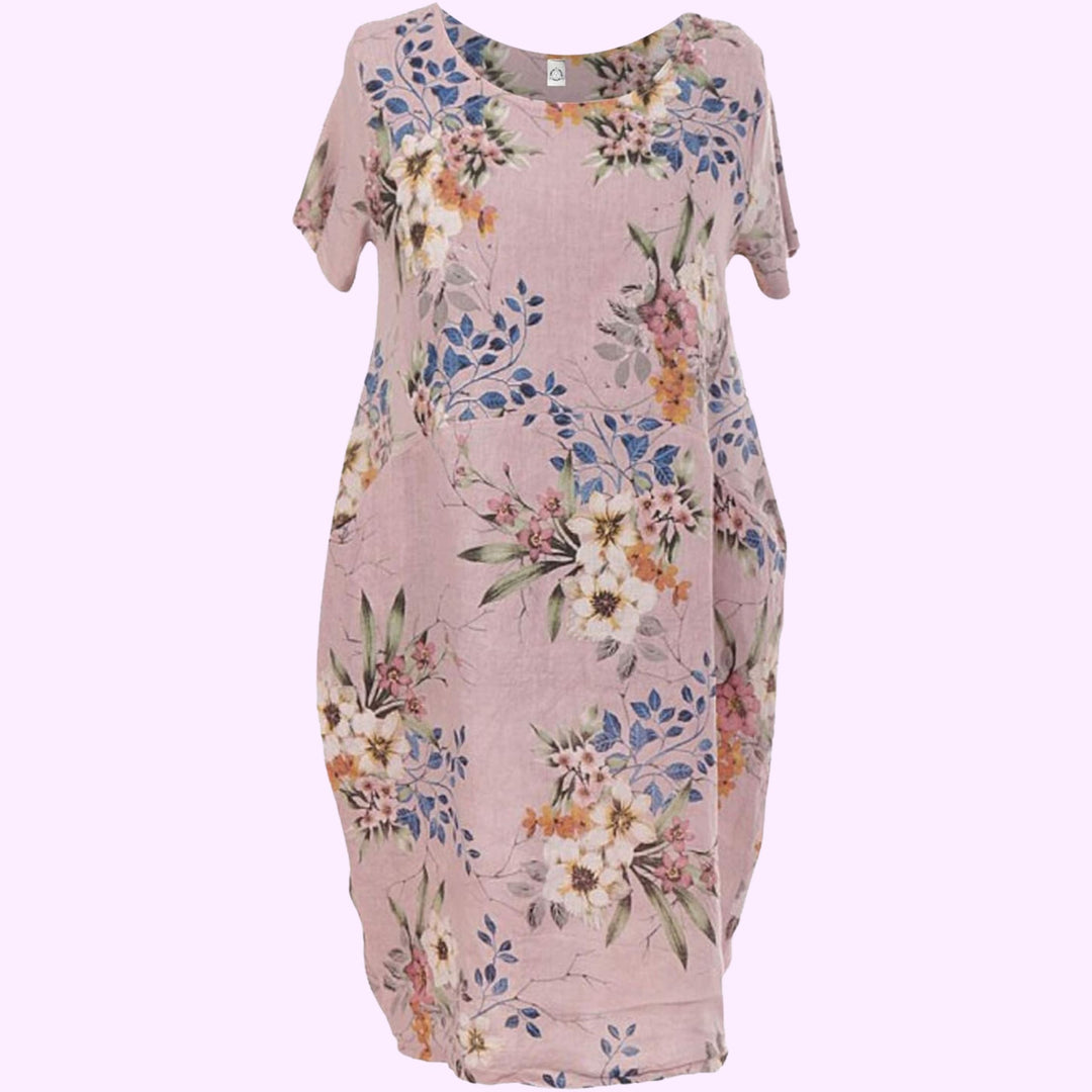 Italian Floral Linen Dress