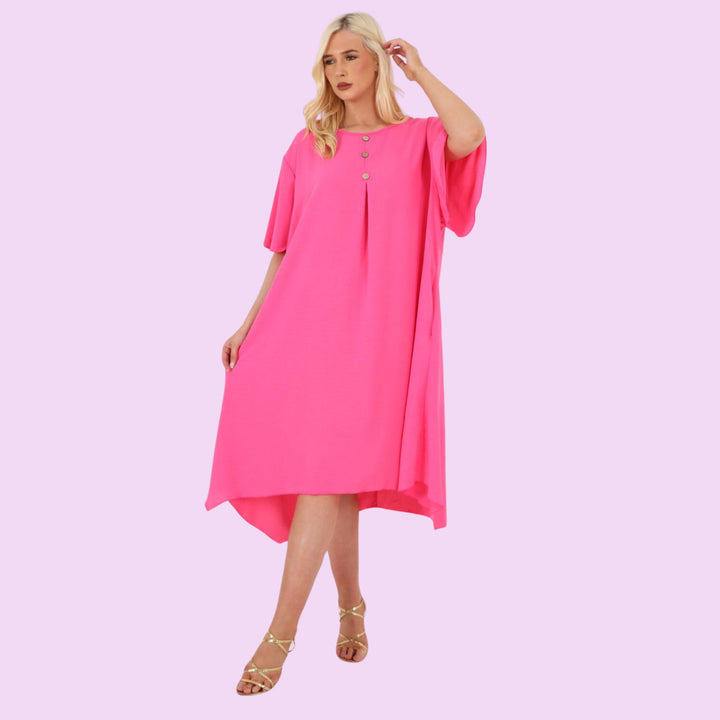 3 Button Round Neck Dress