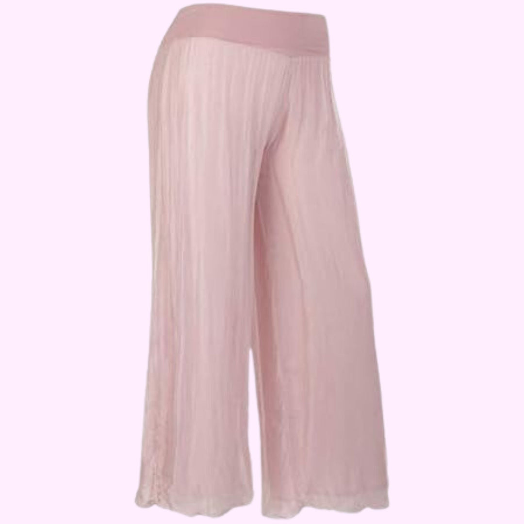 Italian Two Layers Silk Pleated Trouser