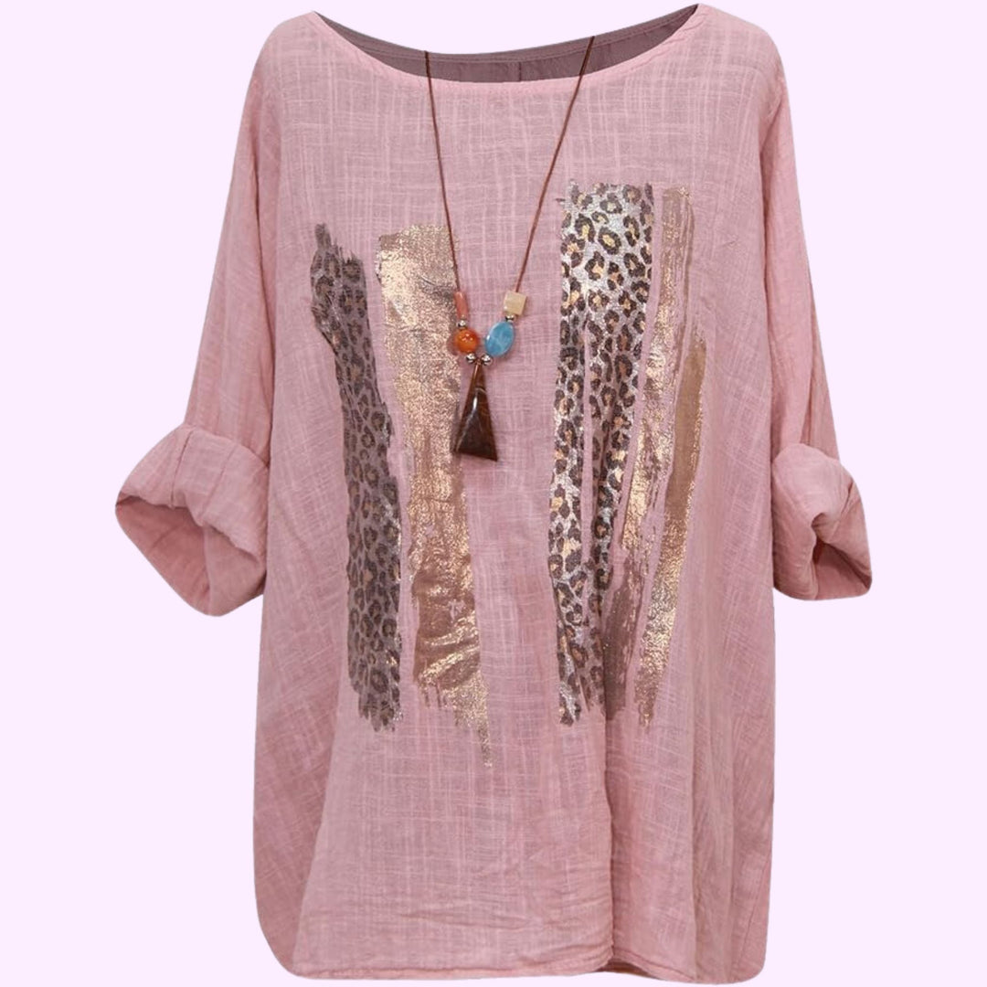 Italian Animal Foil Print Tunic Top