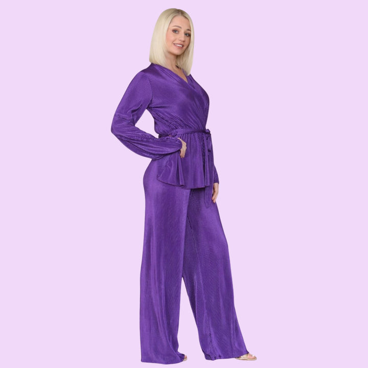 PLISSE PLEATED BELTED CO-ORD SET