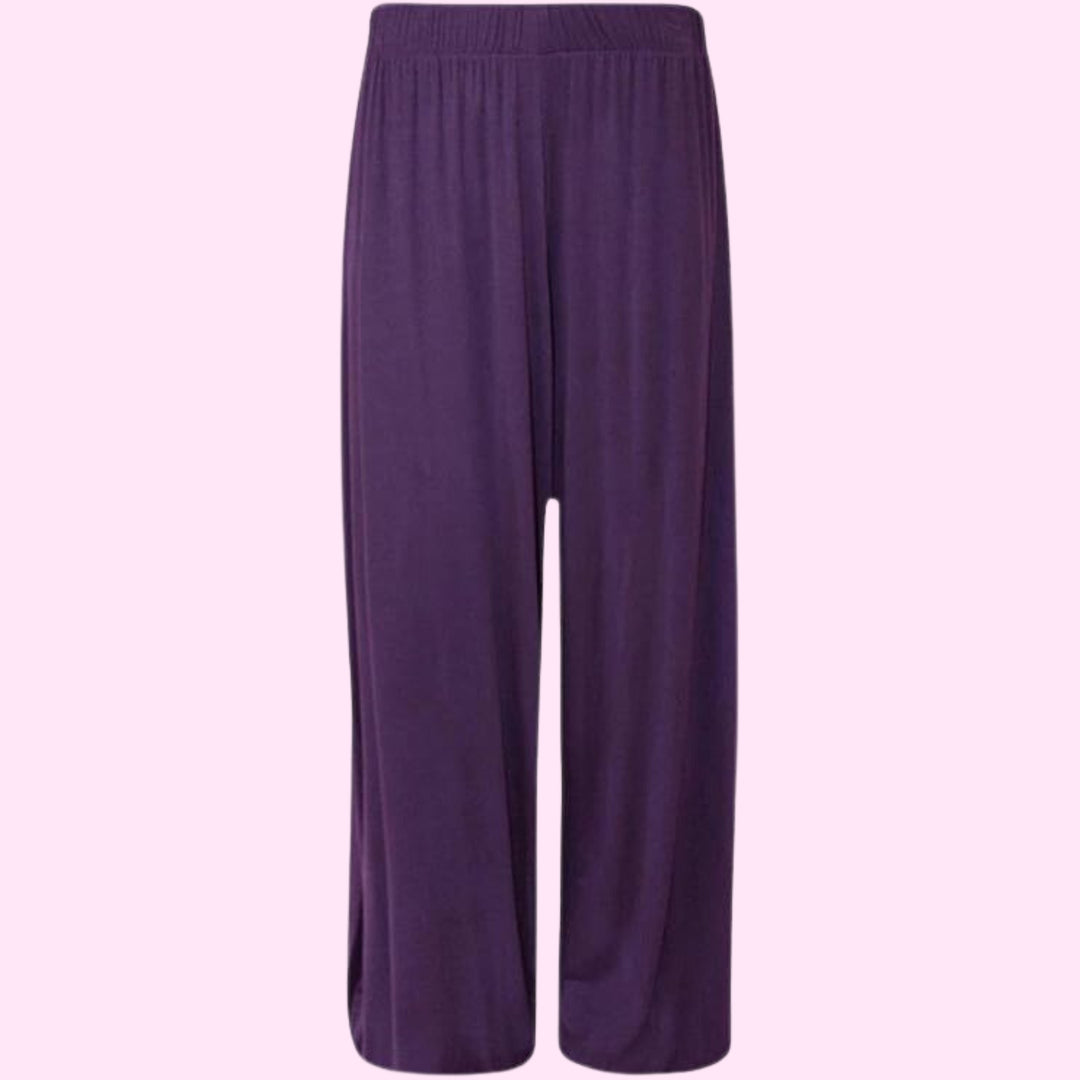 Womens Plain Wide Leg Palazzo Flared Trousers