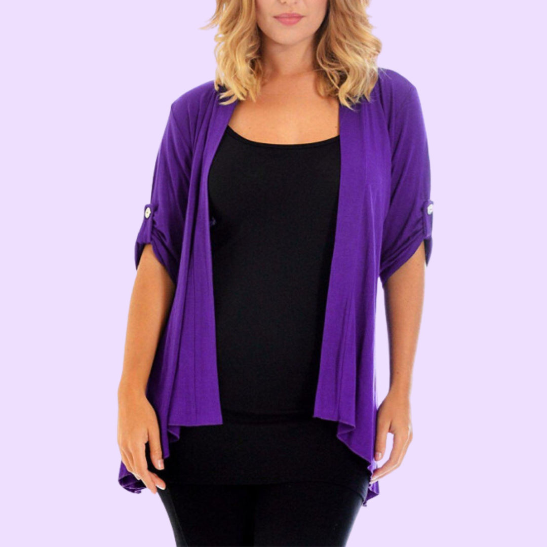 3/4 Sleeve Open Button Cardigan