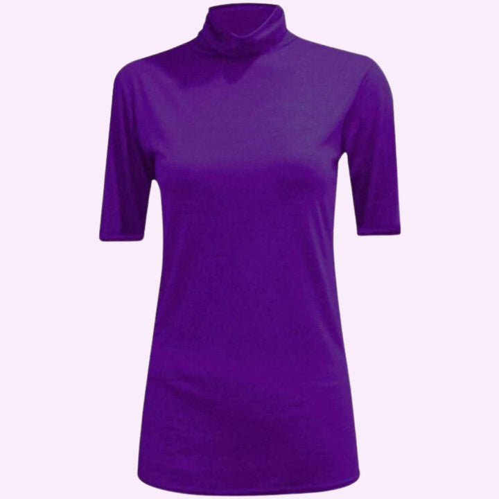 3/4 Short Sleeve High Polo Neck Shirt Top