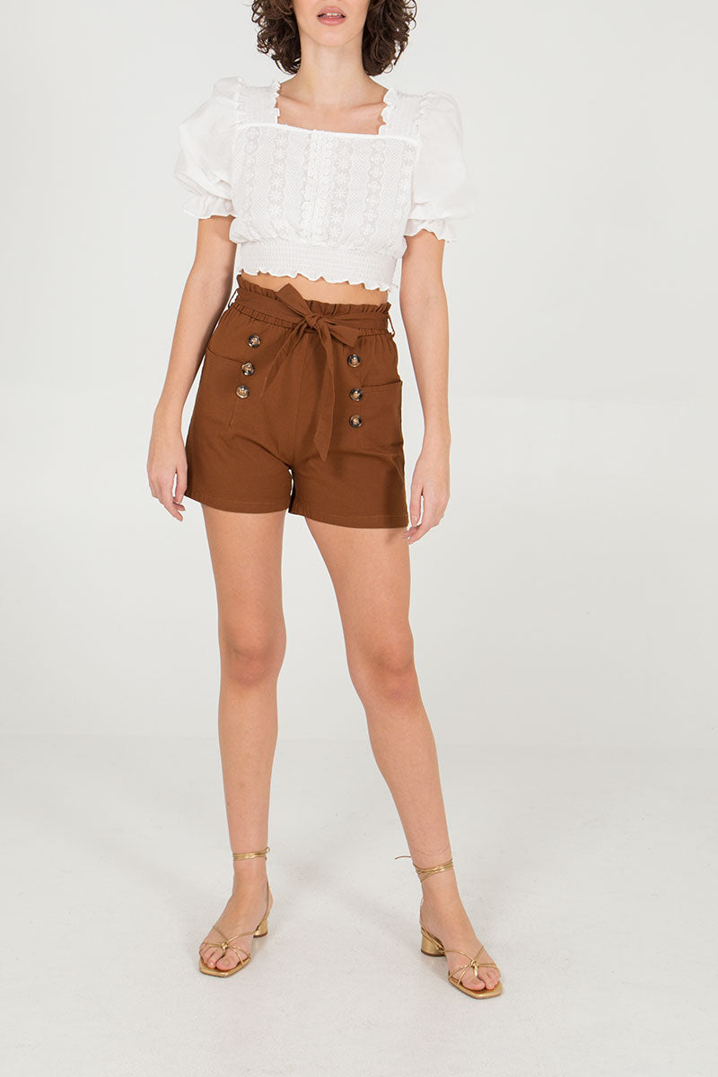 Stretch Paper Bag Shorts