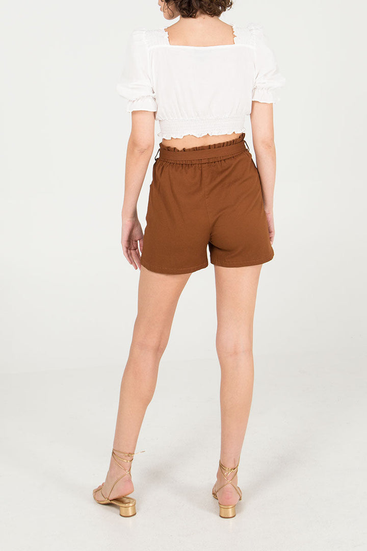 Stretch Paper Bag Shorts