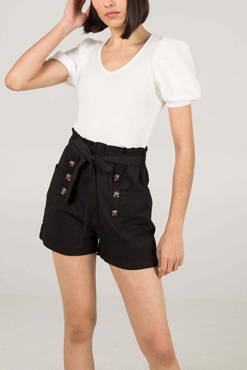 Stretch Paper Bag Shorts