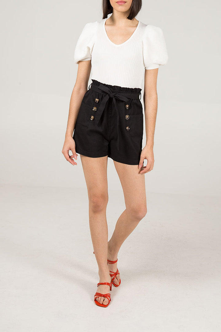 Stretch Paper Bag Shorts