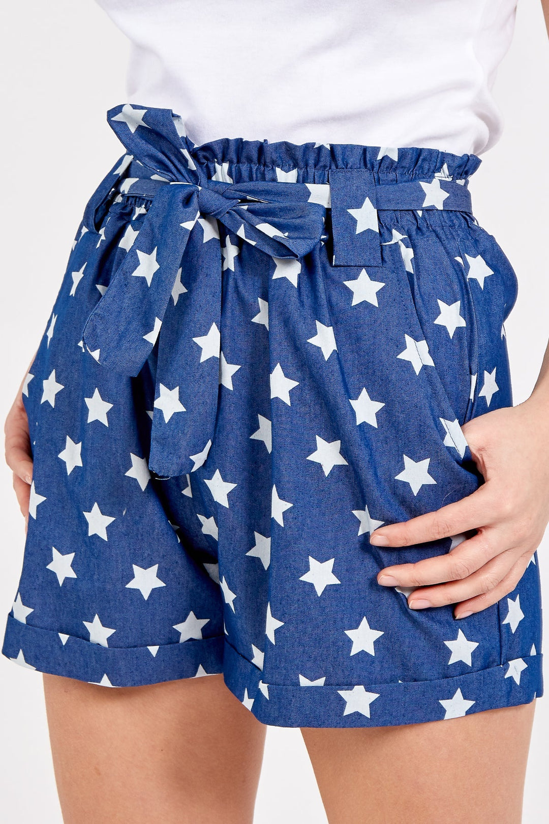 High Waisted Star Print Shorts