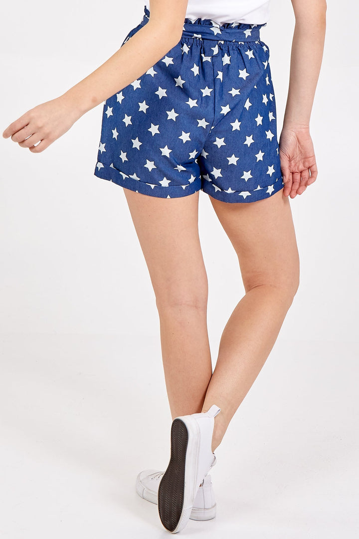 High Waisted Star Print Shorts