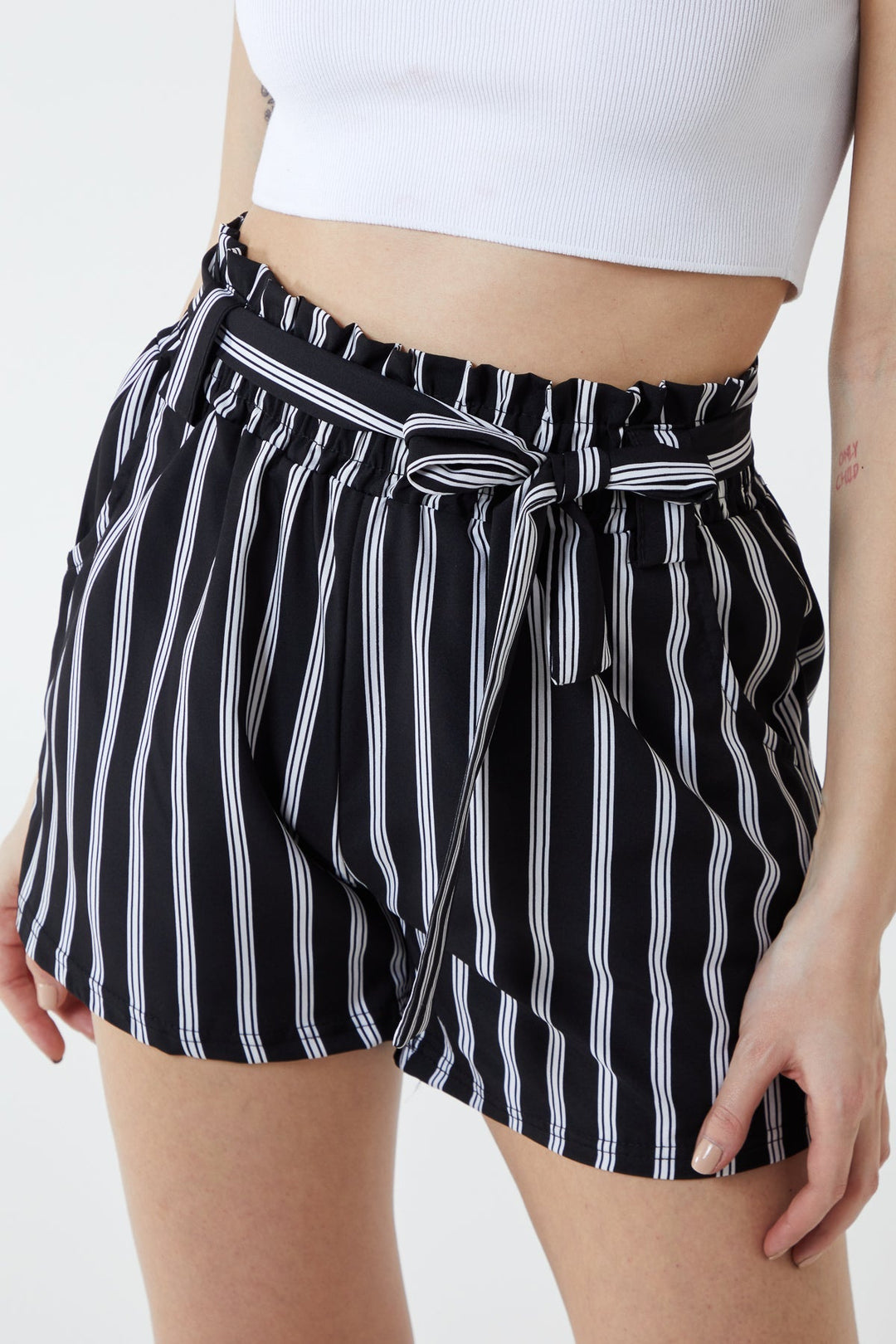 Stripe Belted Shorts