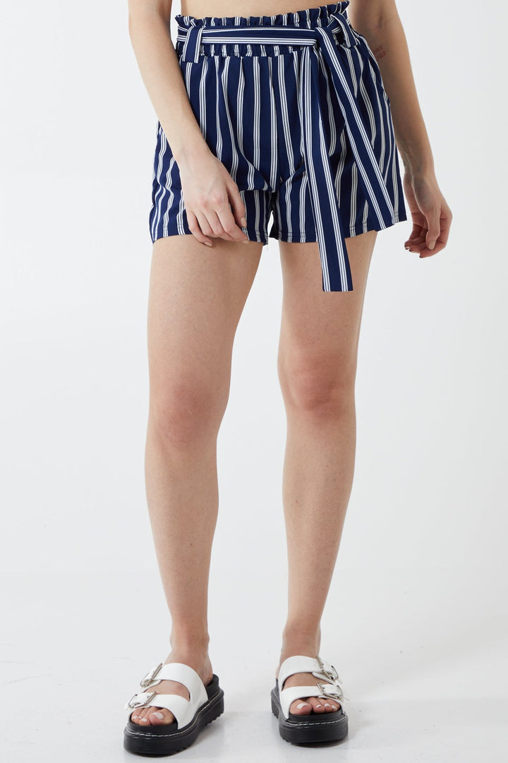 Stripe Belted Shorts