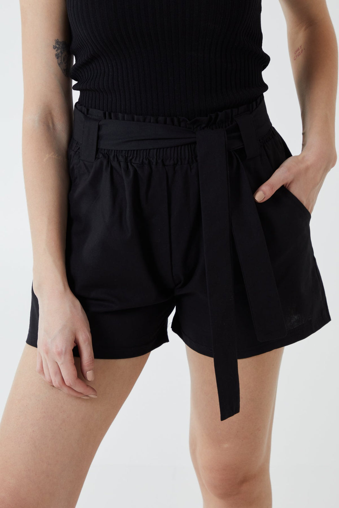 Paper Bag Waist Belted Shorts