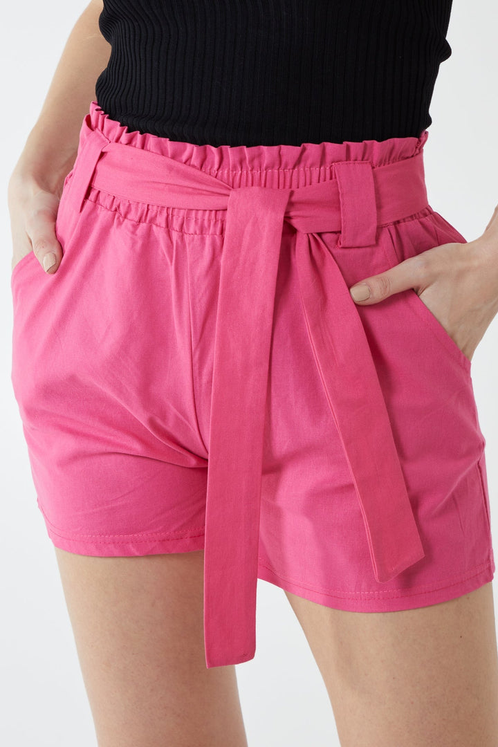 Paper Bag Waist Belted Shorts