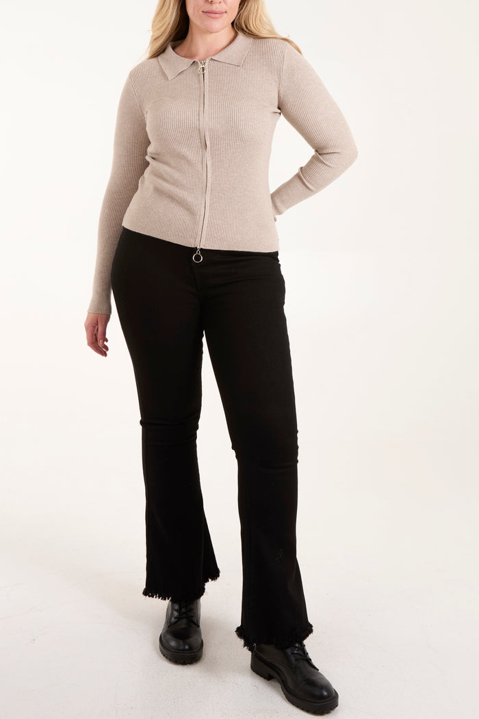 Ribbed Zip-Through Jumper