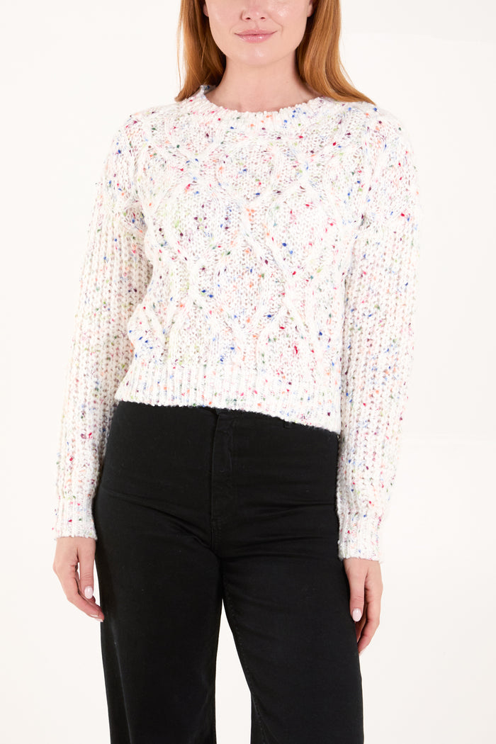 Space Dye Boucle Knit Cropped Jumper