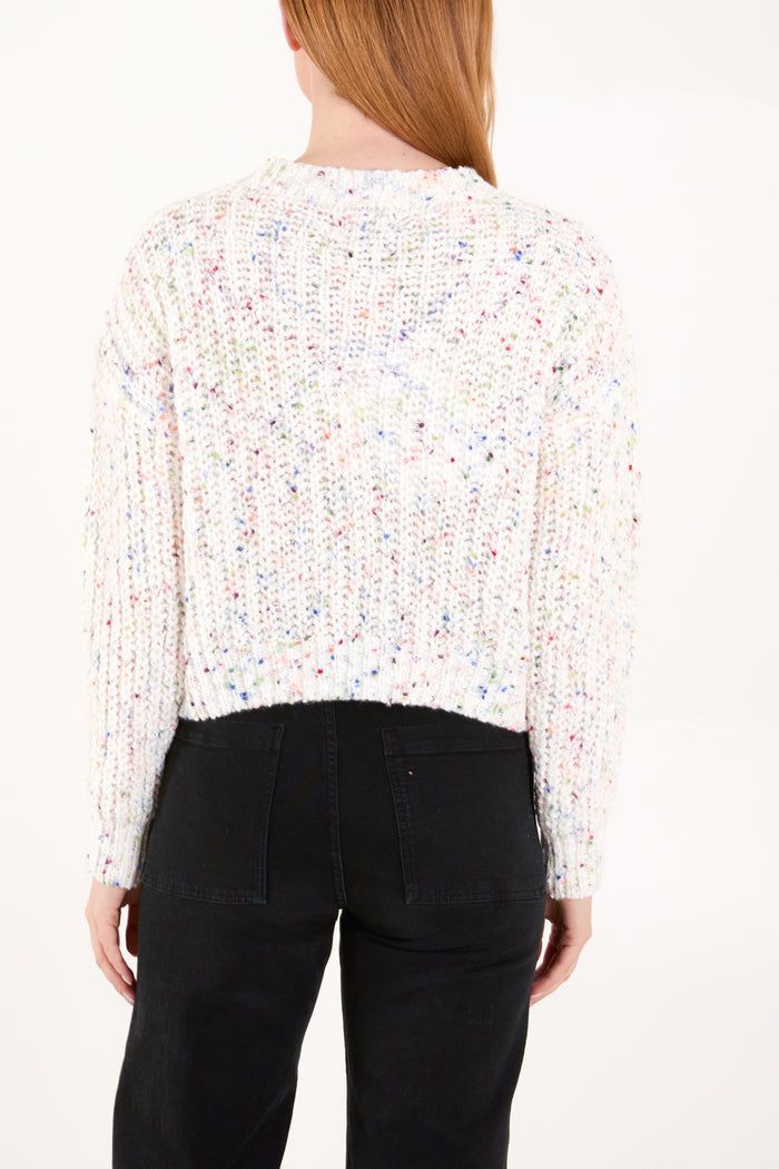 Space Dye Boucle Knit Cropped Jumper