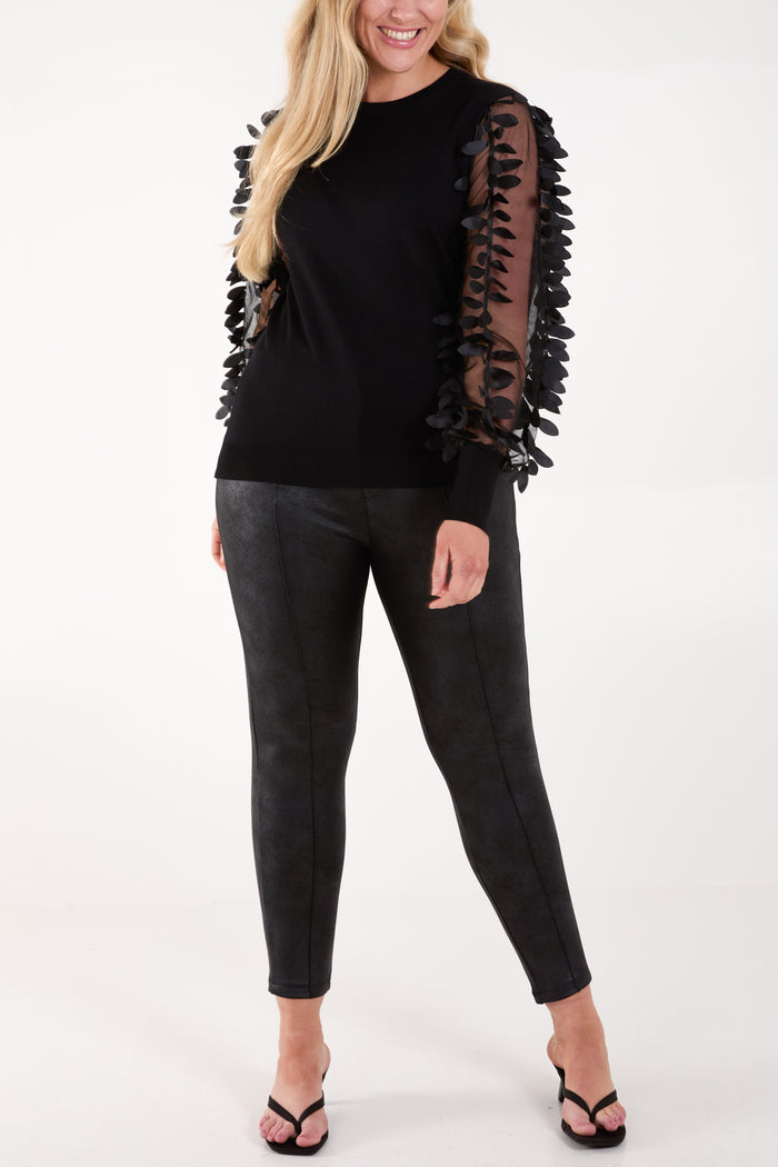 Petal Mesh Sleeve Jumper