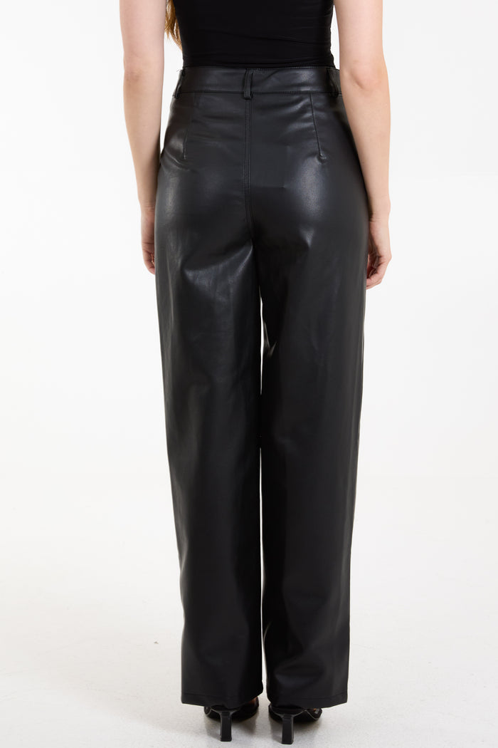 Faux Leather Straight Leg Trousers