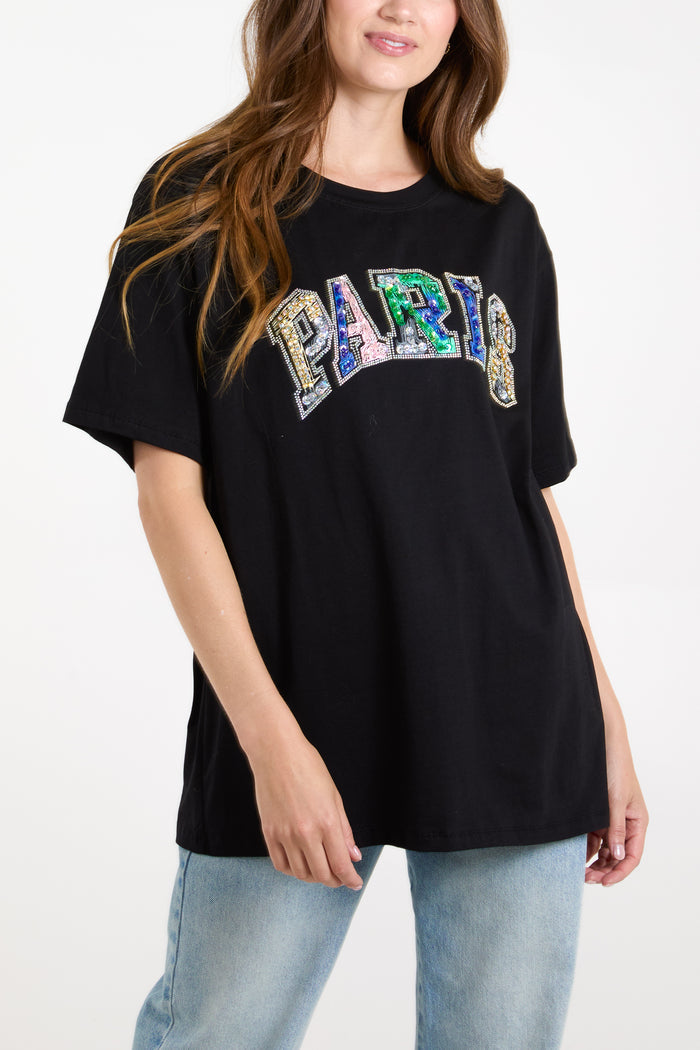 Embellished 'Paris' T-Shirt