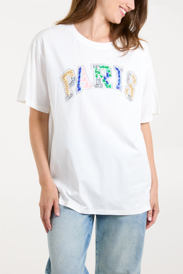 Embellished 'Paris' T-Shirt