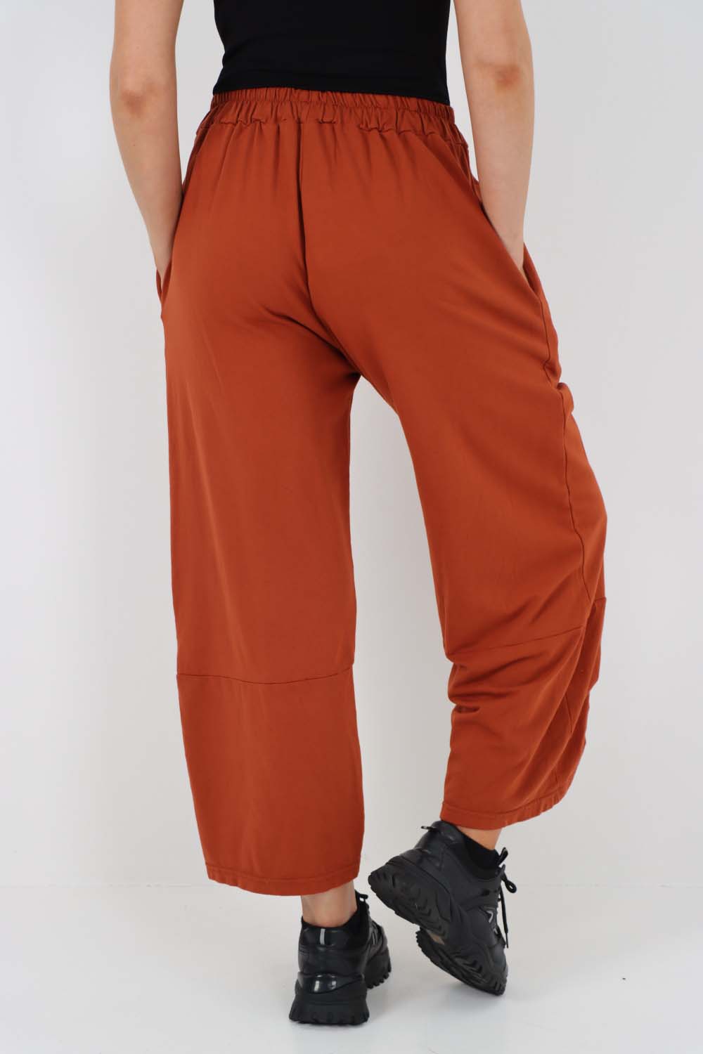 Italian Drawstring Hem Cotton Trousers With Side Pockets