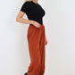 Italian Drawstring Hem Cotton Trousers With Side Pockets