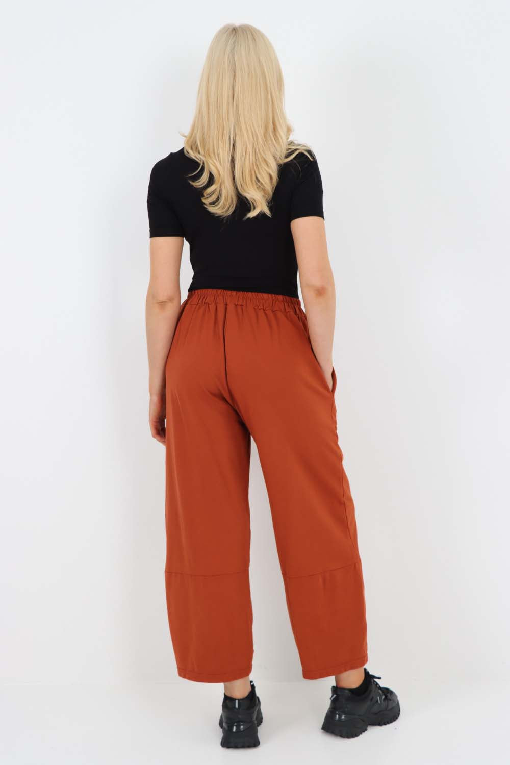 Italian Drawstring Hem Cotton Trousers With Side Pockets