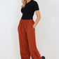Italian Drawstring Hem Cotton Trousers With Side Pockets