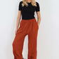 Italian Drawstring Hem Cotton Trousers With Side Pockets