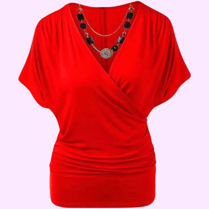 Rap Over Necklace Batwing Top